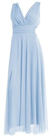VALORIALUXE Abito Lungo da Cerimonia Donna in Tulle Elasticizzato con Scollo a V – Made in Italy