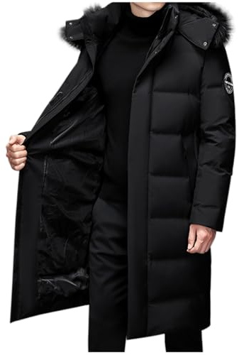 Giubbotto Invernale Uomo Lungo Casual Invernale Caldo Giacche Con Cappuccio Tinta Unita Spesso Piumino Manica Lunga Antivento Impermeabile Giacca Con Cerniera Addensare Trekking Cappotto Con Tasche