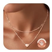 Kenivira Herzkette Halskette Damen Silber 925 Gold Kette mit Herz Anhänger Halskette für Frauen