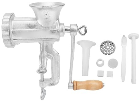 YDuupxe Meat Grinder, Table Clamp Tin Coated Cast Iron Manual Mincer with Ergonomic Handle for Home Camping Burger Patties Sausage Burger