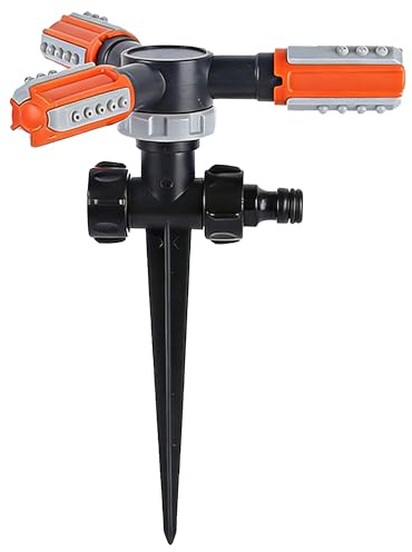 OHYER 1 arroseur à 3 bras - Rotation automatique à 360 ° - Adaptateur rapide - Petite surface pour le jardin, le nettoyage, l'arrosage, le lavage de voiture, l'irrigation, l'irrigation, etc