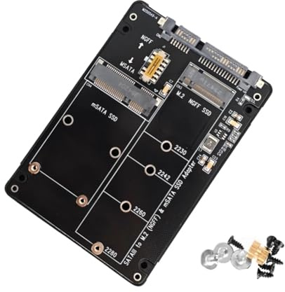 JZK Caja adaptadora 2 en 1 M.2 NGFF/MSATA a SATA III de 2.5 Pulgadas, Compatible con M.2 SATA B-Key/B&M-Key (2230/2242/2260/2280) y SSD MSATA (No Compatible con NVMe/PCIe/M-Key)