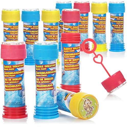 COM-FOUR® 12x Seifenblasen für Kinder je 50 ml Fläschchen - Seifenblasenflüssigkeit mit Stab - Kindergeburtstags Partygeschenk - [Auswahl variiert] (050ml - 12 Stück)
