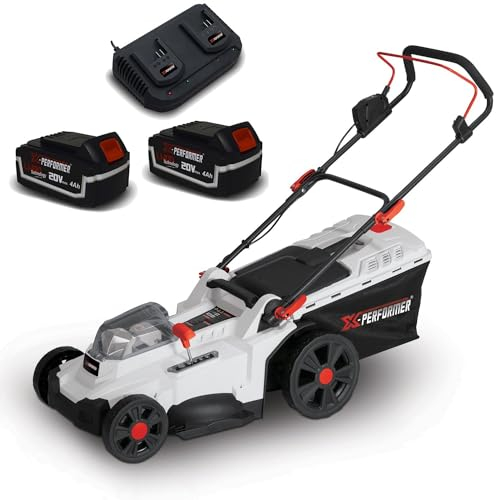 X-performer Tondeuse à Gazon sur Batterie 40V Max - 6 Hauteurs de Coupe - 2 Batteries 4Ah et Chargeur Double