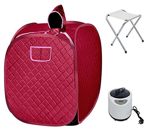 Yizhe Mini ångbastu mobil bastu inhemsk kabin uppvärmd bastu sittande bastu kabin 80 x 80 x 100 cm 2,5 liter (rött vin för 1 person)