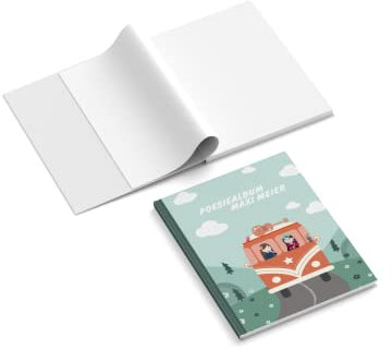 easyprint Poesiealbum personalisiert mit Name | Design Camper | 148 x 210 mm | Hardcover | Papier 100 g/m² | Blanko Innenseiten | Freundebuch | Erinnerungsbuch