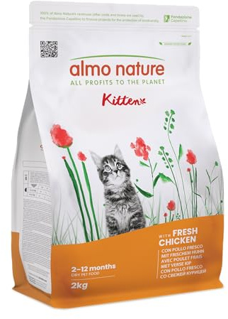 Almo Nature Kitten - Crocchette per Gattini Cuccioli con Pollo Fresco - Per una Crescita Equilibrata dai 2 ai 12 mesi, Adatto in Gravidanza e Allattamento - Sacco da 2kg