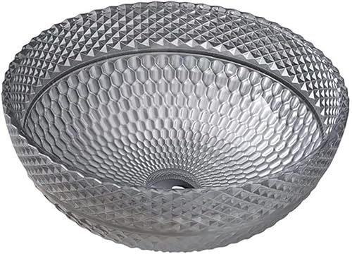 Vanity Cabinet Countertop Washbasin Tempered Glass Bathroom Sink ，Modern Round Counter Top Bathroom Vanity Sink Bowl Wash Hand Basin,for Cloakroom Kitchen Toilet (Color : Grey, Size : Basin Only)