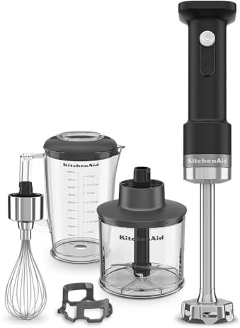 KitchenAid Kabelloser Stabmixer - Go Cordless - 1L BPA-freier Becher - Schneebesen und Zerkleinerer - Kratzschutz - Edelstahlklingen - Ohne Akku - Schwarz