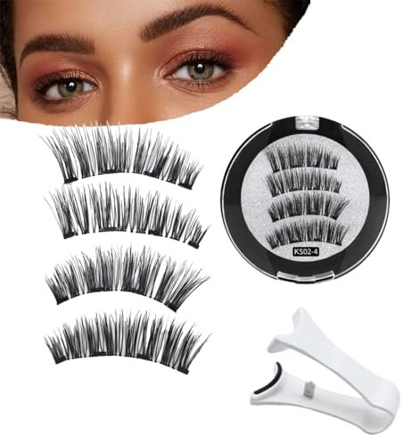 HIVETZ Magnetic Eyelashes, No Glue or Liner Needed, Reusable, Soft, Black, Synthetic Fiber, Pair, 2 Pack