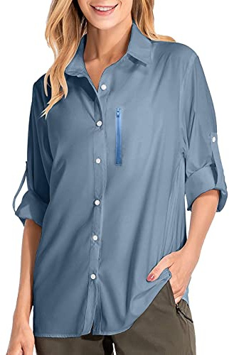 Maglia Anti UV Donna Camicia UPF 50+ Protezione Maglietta UV Maglietta Trekking Donna Camicetta Protezione Solare Maglietta a Manica Lunga Blusa Traspirante per Escursionismo Mare Spiaggia Piscina