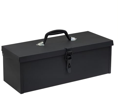 TRUTZHOLM Werkzeugkiste verschiedene Fachanzahl aus Stahl, klappbare Tragegriffe, universell einsetzbar (1 Fach Schwarz)