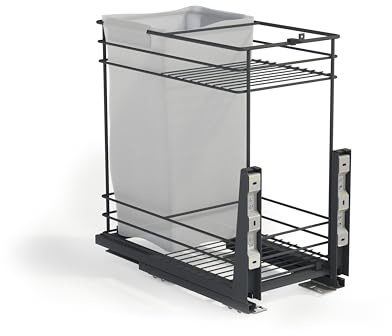 Emuca - Chariot Coulissant avec paniers et Chariot à Pain Titane, Fermeture à amortie, pour modules de Cuisine de 300mm, Acier, Gris Antracite