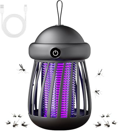 UV Lampara Antimosquitos USB,1200mAH 365nm UV Matamosquitos Mata Mosquitos Electrico Exterior,Repelente Mosquitos Electrico para Interior Jardin Exterior Niños Dormitorio Camping (Gris)