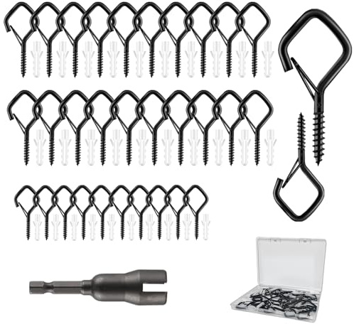 TOHADRILL 30 Stück Wandhaken(M3×10+M5×20), Haken Schrauben, Schraubhaken Edelstahl mit Sicherung, Wandhaken zum Schrauben, für Pflanzenkörben Vogelhäuschen Windspielen Lichterketten