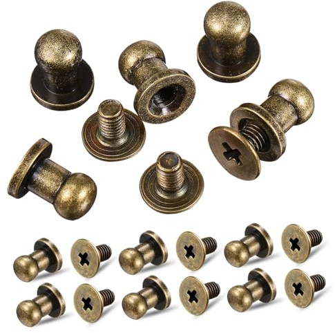 DIYEAH 30 Pezzi Viti Metalliche per Pelle e Rivetti in Bronzo, Set per Artigianato Fai da Te, Accessori per Borse, Cinture, Jeans e Scarpe, Compatibili Lavori di Lavorazione Pelle