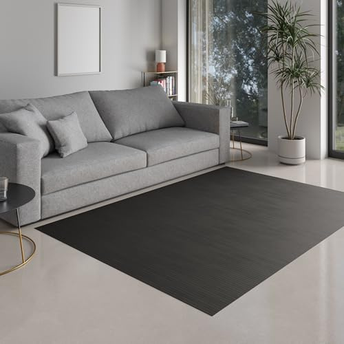 DE-COmmerce Alfombra Bambú Massive, 17mm Endurecido Tiras La Nueva Generación Sin Alfombra Ribeteada Alfombra Salón Cocina Acero, 75x200 cm