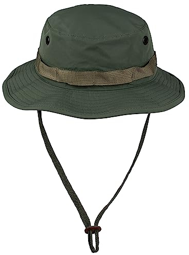Black Snake Outdoor Boonie Hat für Damen & Herren - wasserdichter Anglerhut mit Belüftung & Kordel - atmungsaktiv & größenverstellbar - Sonnenhut XL Oliv