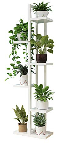 Soporte de Planta de Madera Interior al Aire Libre Soporte de Maceta múltiple Escalera de Flores Escalera Estante Jardín Balcón Patio Esquina Olla Estante de Almacenamiento de exhibición, Blanco