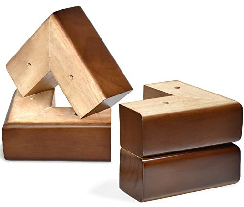 AORYVIC Wooden Bed Riser 2 inch Sofa Feet for Furniture L Shaped Couch Feet Dresser Leg Set of 4, Brown (LEGS01)