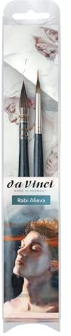 da Vinci, Signature Rabi Alieva, Set, Hochwertige Aquarellpinsel, Blaugrün-transparente Stiele, Für Papier, Kalligraphie & Verwaschen, Made in Germany Größe 2 & 6