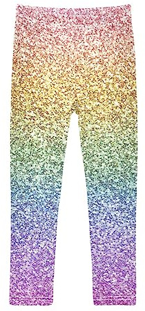Aflyko Girls' Leggings Glitter Rainbow Vivid Kids Athletic Pants Dance Tights Yoga Ballet Running Workout Everyday Wear 5T