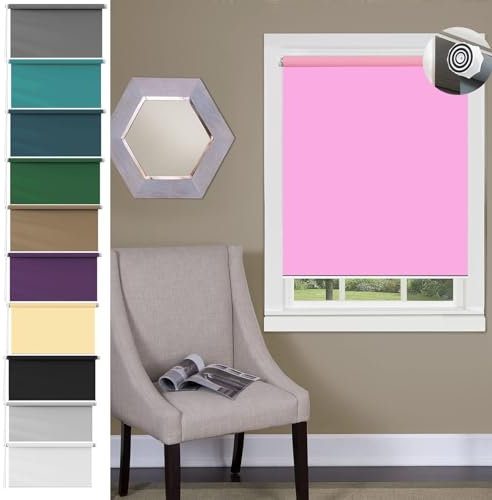 Rollo für Fenster Ohne Bohren 105 x 180 cm Hitzeschutz und Sichtschutz, Rollo Seitenzugrollo Inkl. Aller Montage-Teile für Fenster und Türen, Rosa