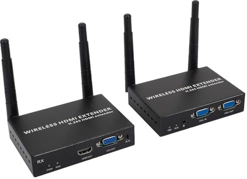 EXVIST H.265 1080P Extender VGA sans Fil – Émetteur et récepteur HDMI + VGA, Transmission Longue portée de 200 m (656 pi) pour Une Diffusion vidéo de Haute qualité