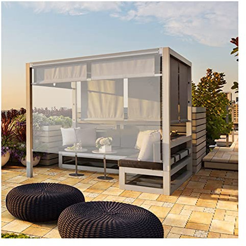 Estor enrollable impermeable de PVC transparente para exteriores, tamaño personalizable 140 x 200 cm, ideal para balcón, patio, puerta, pérgola, cenador, fácil instalación y mantenimiento