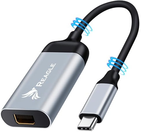 Reagle Adaptateur USB-C vers Mini DisplayPort 4K 60Hz Type-C 3.2 Convertisseur Boîtier en aluminium Plug & Play Miroir d'écran et extension unidirectionnelle Vidéo Mirroring Extended Bureau