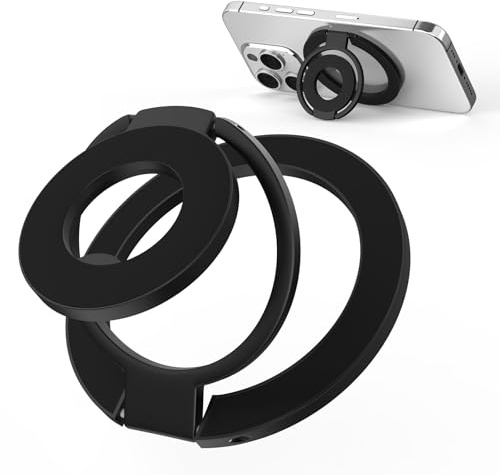 Magnetic Ring Holder for MagSafe Stand Phone Grip Finger Kickstand With Two-Sided Magnetic for iPhone 17 16 15 14 13 12 Pro Max, Mag-Safe Ring for Phone Case for Samsung S25 Ultra S24 S23 A15 A16 A17