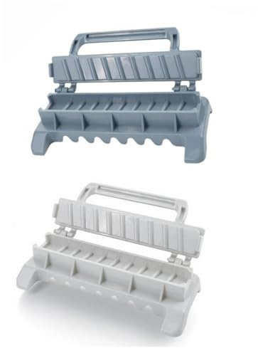 Lot de 2 brochettes à kebab, outil de barbecue portable pour la maison et le camping, facile à nettoyer, lot de 2 brochettes à viande en plastique gris et blanc