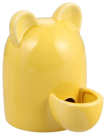 ibasenice Comedero Automático para Mascotas Pequeñas 100 Ml Cerámica Amarillo Orejas de Gato Dispensador de Agua para Hámster Conejos y Roedores Suministros para Alimentación