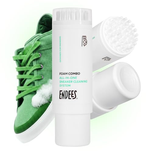 ENDEES Foam Combo Detergente Tutto-in-Uno per Sneakers 60 ml con Applicatore a Spazzola Integrato, Schiuma Detergente per Scarpe in Pelle, Camoscio, Nabuk e Materiali Sintetici, Formato da Viaggio