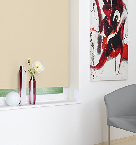 JalousieCrew Kettenzugrollo Verdunklung Creme Seitenzug Rollo - 062 bis 202 cm Breite - Länge 130 oder 230 cm - Sichtschutz Tür (202 x 130 cm)