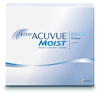 ACUVUE MOIST 1-DAY for Astigmatism Tageslinsen – Tageskontaktlinsen mit 0.00 dpt, Cyl -2.25, Ach 100 & BC 8.5 – UV Schutz, feuchtigkeitsspendend & angenehmes Tragegefühl – 90 Linsen