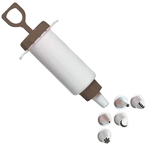 MACOSA EP380/1 Seringue à pâtisserie avec 5 douilles en plastique Accessoire de pâtisserie pour décoration de gâteaux, cupcakes, seringue à pâtisserie réutilisable