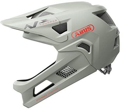 ABUS MTB-Helm YouDrop FF - Fullface-Helm für Kinder und Jugendliche - für den Einstieg in den Mountainbikesport - mit abnehmbarem Kinnschutz - Grau, Größe S