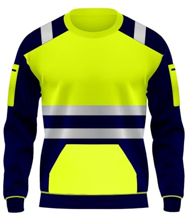 trending babz High Visibility Hi Viz Crew Neck Fleece Sweatshirts Security Work Soft Warm Cosy Fleece Tops S-XXL