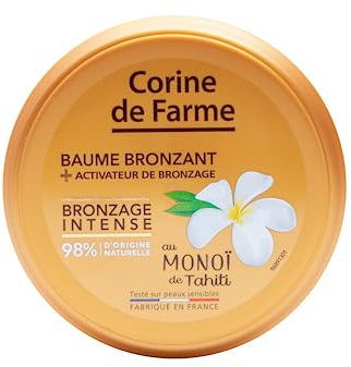 Corine de Farme - Baume Bronzant - Activateur de Bronzage Intense - au Monoï de Tahiti - Accélérateur Sans Agent Autobronzant - 100% Clean Beauty - Pot 150 ml - Fabrication Française