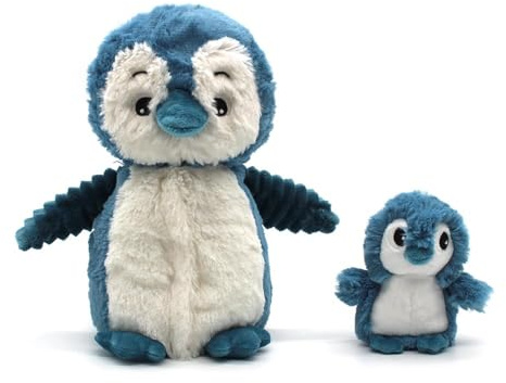Les Déglingos Les Ptipotos by Glissou Der Pinguin Maman Bébé – Plüschtier sehr weich Geburt – Blau – 16 cm
