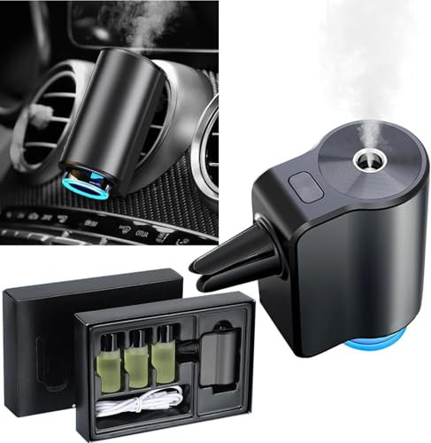 Intelligent Air Freshener,Rechargeable Car Aromatherapy with 3 Levels Adjustable smart Diffuser package with Essential Oil(co-logne)