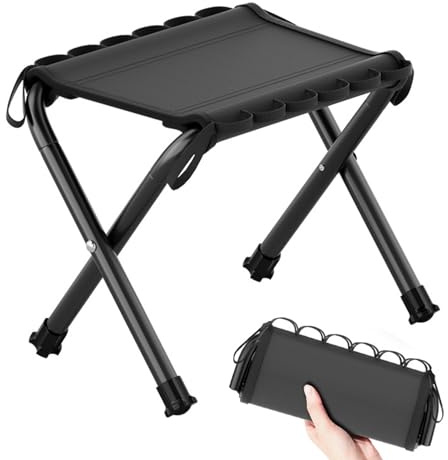 Pasdrucn Klapphocke XL Faltbar,klappstuhl Camping, Campinghocker Klappbar, Campingstühle, Campinghocker Faltbar Ultraleicht, Fußhocker Outdoor, Faltstuhl, Falthocker Fußhocker Klein (Schwarz)