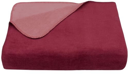 ZOLLNER Kuscheldecke zweifarbig in 150x200 cm - kuschelige Sofadecke in rot - waschbar bis 40°C - langlebiges Mischgewebe - Hotelwäschequalität - Oeko Tex® Zertifiziert