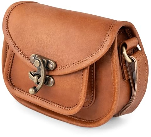 Berliner Bags Vintage Schultertasche Valencia, Kleine Umhängetasche, Handtasche aus Leder für Damen - Braun