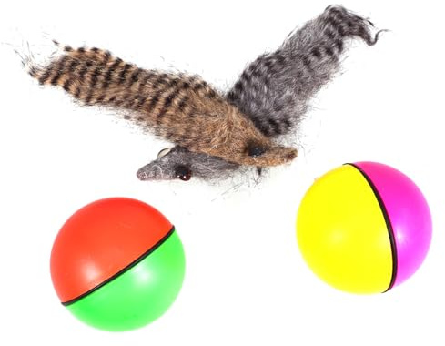 BESPORTBLE 2 Stück Elektrisches Frettchen Spielzeug mit Ball mit Motorisiertes Kunststoff Spielzeug Rollender Ball für Anregendes Katzenspielzeug und Haustierspielzeug für Zufällige Farbe