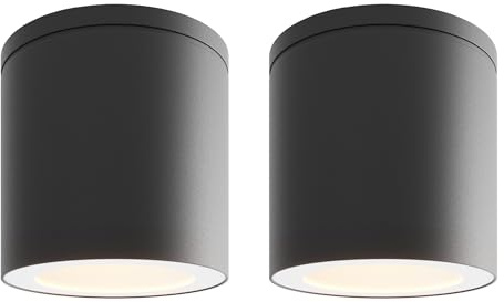 Ledvion - 2X Spots LED en Saillie, Noir ø90mm, IP54, GU10 Fitting, Plafonnier