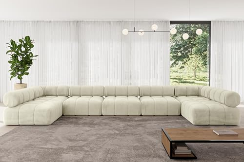 ALTDECOR Ecksofa in U-Form Garvo-U3 475x190x70 - Beige | Corner Sofa Bett Eckcouch Couch Wohnlandschaft Cauchsofa