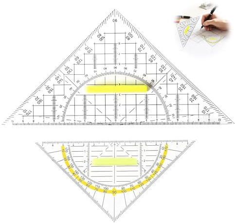 Nevoluxer Triangolo Geometrico Squadra Geometrica con Manico, Righello Angoli Precisi per Disegno Tecnico, Accessorio Geometria Triangolo per Studenti e Insegnanti