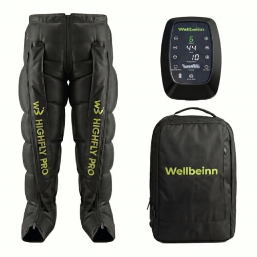 Wellbeinn HighFly Pro | Botas de presoterapia inalámbricas | Masajeador de piernas y pies por compresión de aire | 6 modos, intensidad ajustable | Sesiones 60 min | Autonomía 3 h y uso enchufado